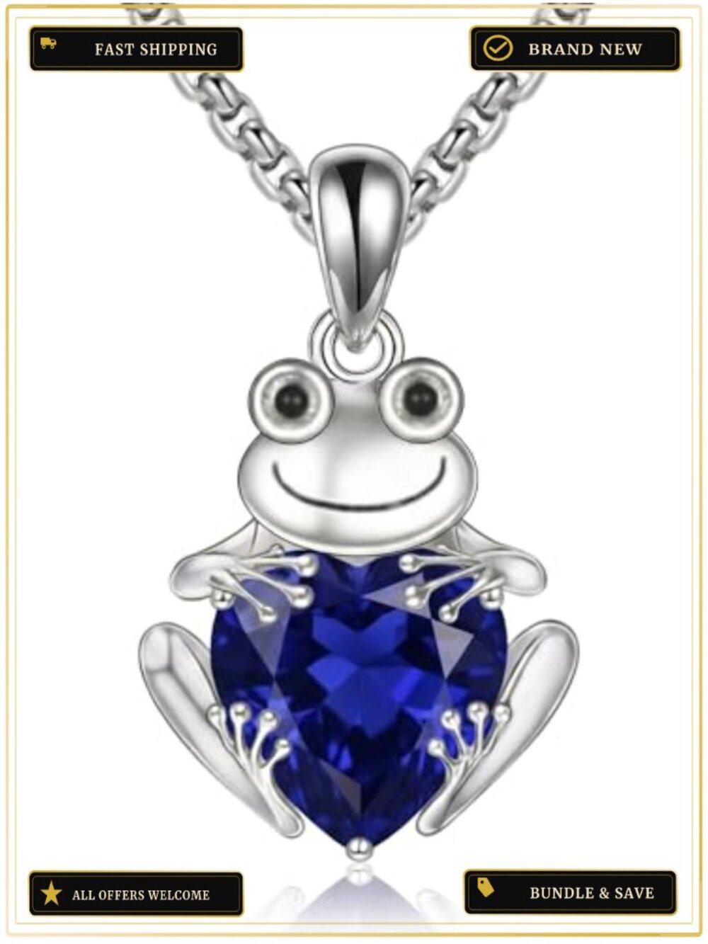 Sterling Silver Frog Birthstone Pendant Necklace